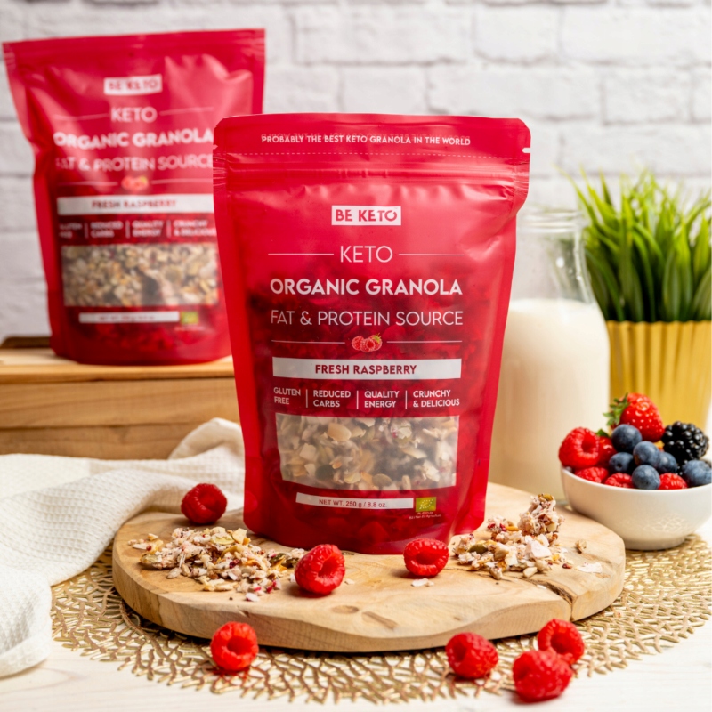 BIO KETO GRANOLA Świeża Malina 250g BeKeto - obrazek 2