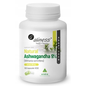 Natural ASHWAGANDHA 9% 560 mg, 100 kapsułek wege, Aliness